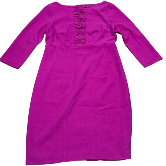 Nanette Lepore Fuchsia Pink 3/4 Sleeve Sheath Dress with Cut Out Bows Women’s 12 - Picture 2 of 7